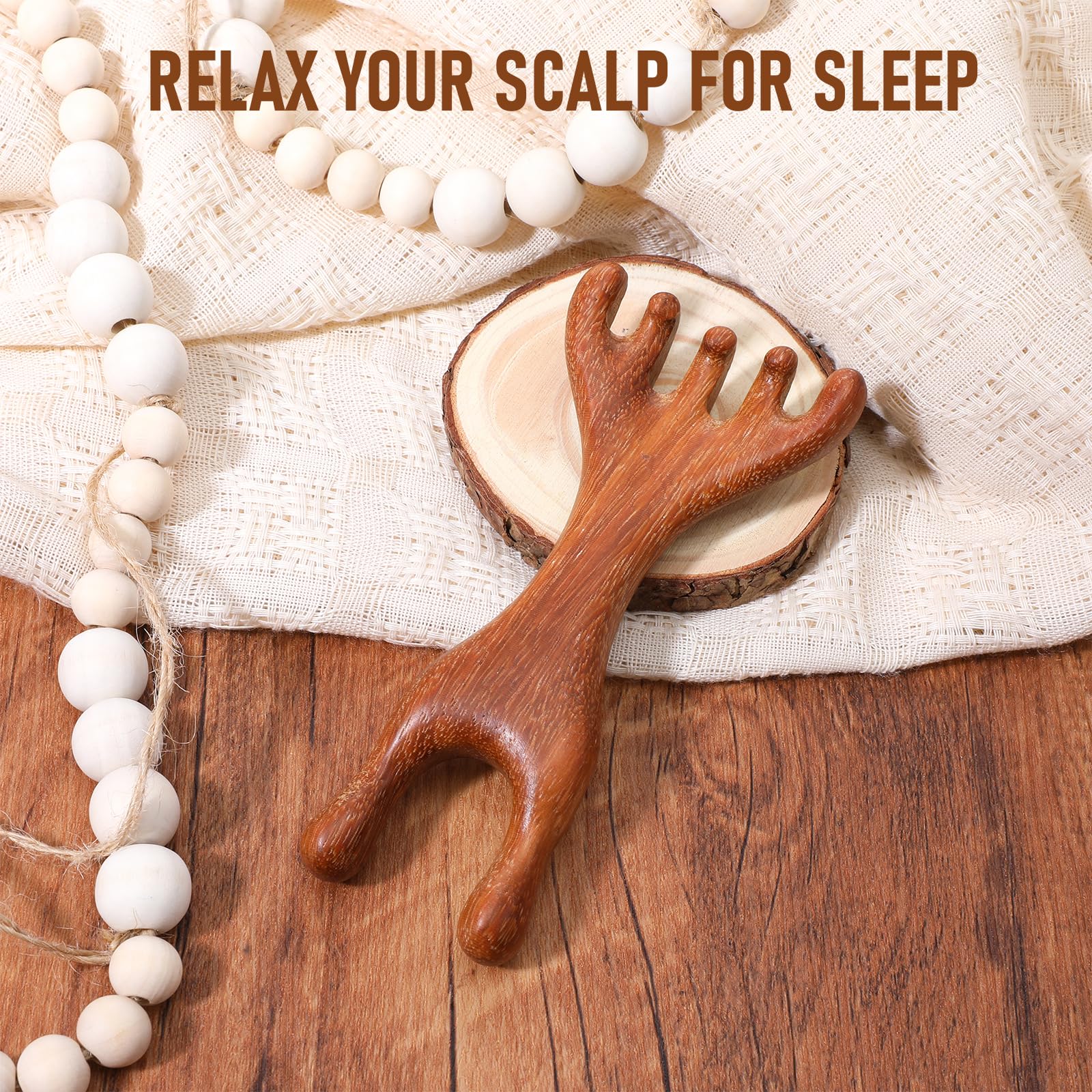 HJZHII Manual Scalp Massager, Wooden Scalp Massage 2 in 1 Sandalwood Gua Sha Massager Five Claw Gua Sha Comb Wood Head Scratcher for Women Men Meridian Comb for Head Neck Hands - Medaid International
