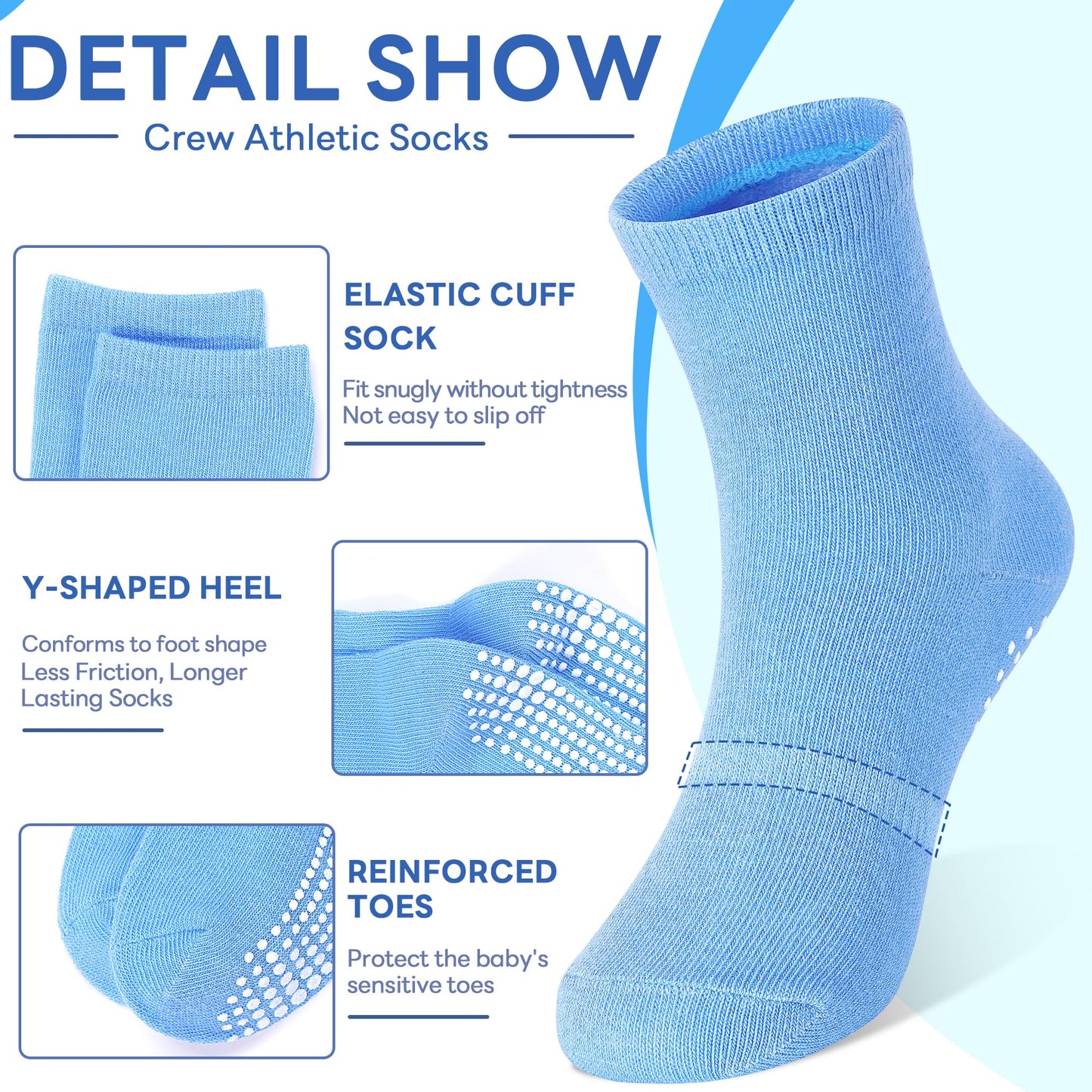 Tphon Toddler Socks, Baby Non Slip Socks for Boys Girls 12 Pairs Kids Infants Children Sock 1-3 Years - Medaid International