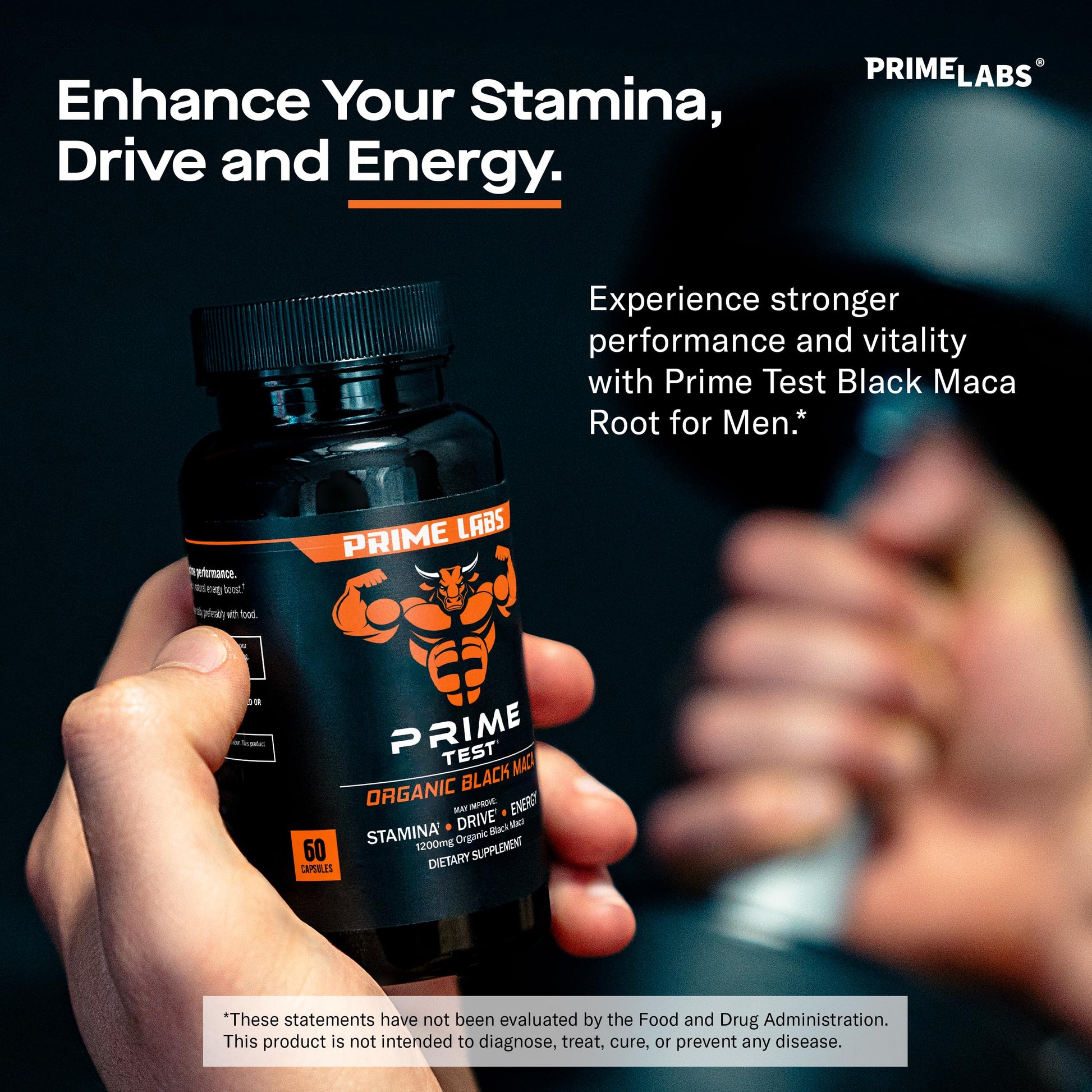 Prime Labs Organic Black Maca Root Capsules 1,200mg - Stamina, Drive, Energy, Vitality - Peruvian 20:1 Extract - for Men & Women - 60 Count - Medaid International