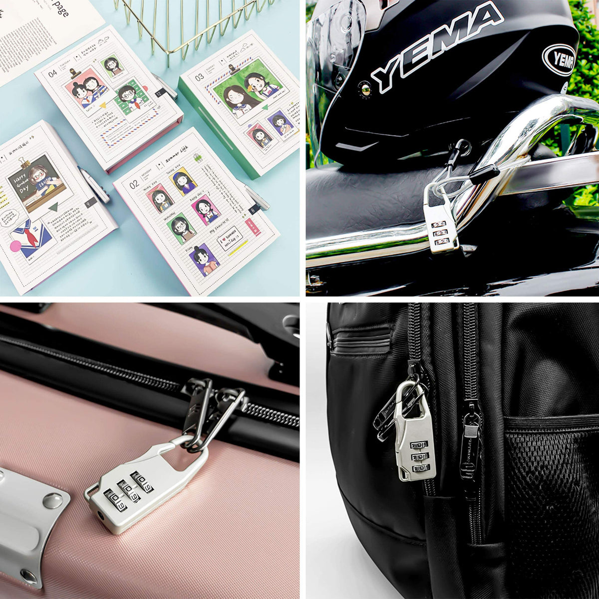 KASTWAVE Luggage Locks, KASTWAVE Password Travel Lock, 3 Digit Sliding Colour Combination Padlocks for Travel Bag Suitcases Backpacks Storage Cabinets (6 Colors)