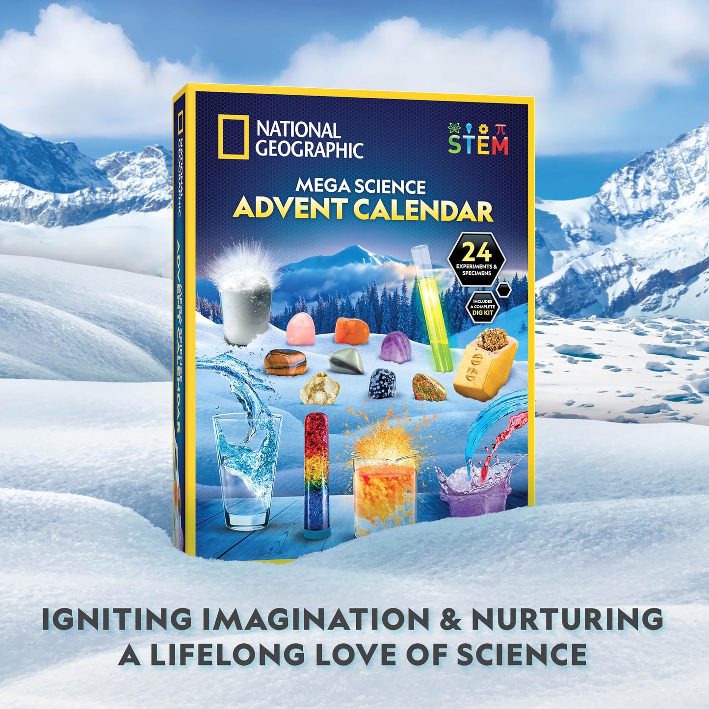 NATIONAL GEOGRAPHIC Science Kit & Rock Collection Advent Calendar 2025 – Jumbo Advent Calendar with 24 Days of Science Experiments, Gemstones & More for Kids, STEM Projects for Kids Ages 8-12 - Medaid International