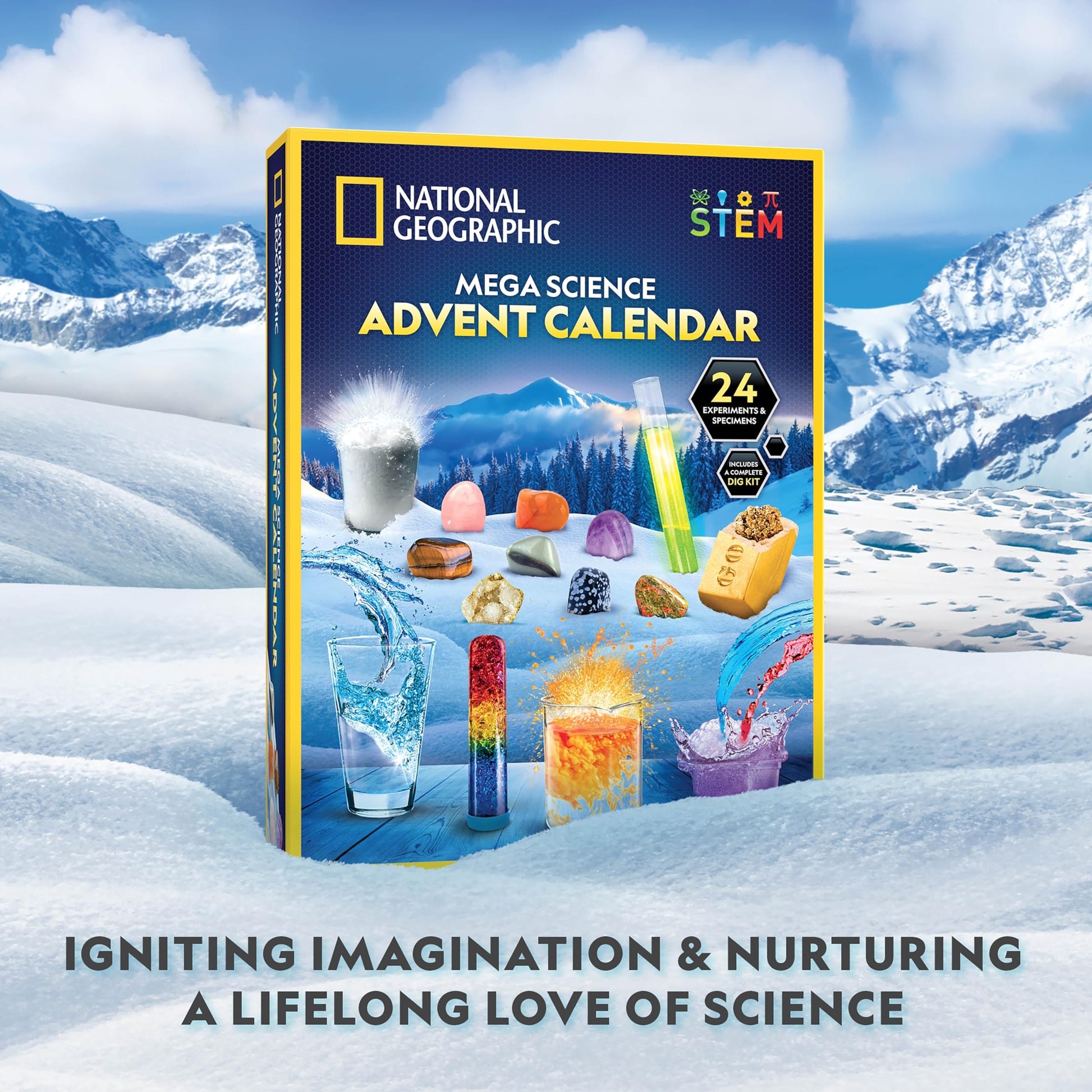 NATIONAL GEOGRAPHIC Science Kit & Rock Collection Advent Calendar 2025 – Jumbo Advent Calendar with 24 Days of Science Experiments, Gemstones & More for Kids, STEM Projects for Kids Ages 8-12 - Medaid International