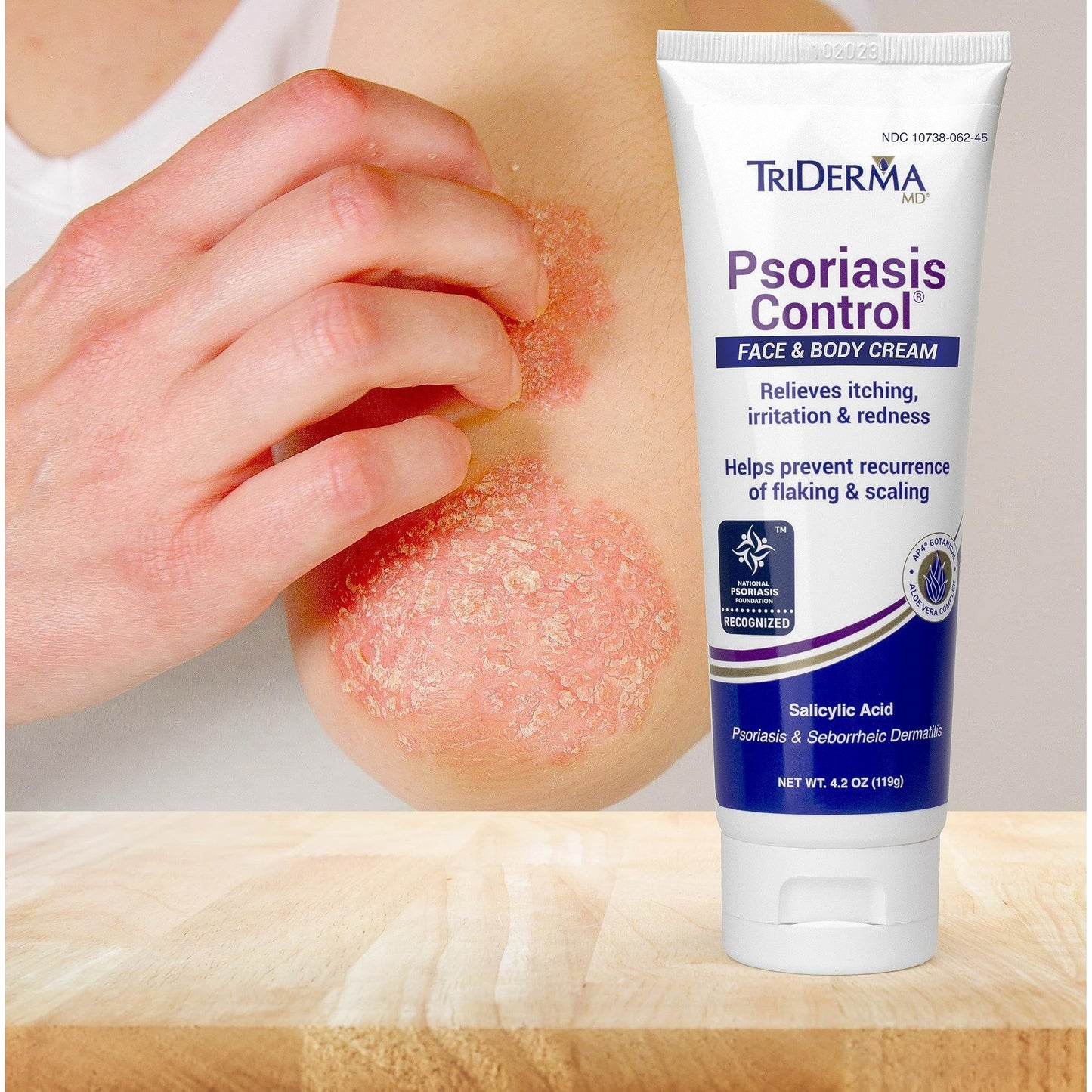 TriDerma Psoriasis Control Face & Body Cream - Maximum Strength 3% Salicylic Acid, AP4 Aloe Vera Gel, Urea Cream - Extra Moisturizing Treatment, No Cortisone or Coal Tar - FSA Eligible - 4.2 oz, 4Pack - Medaid International