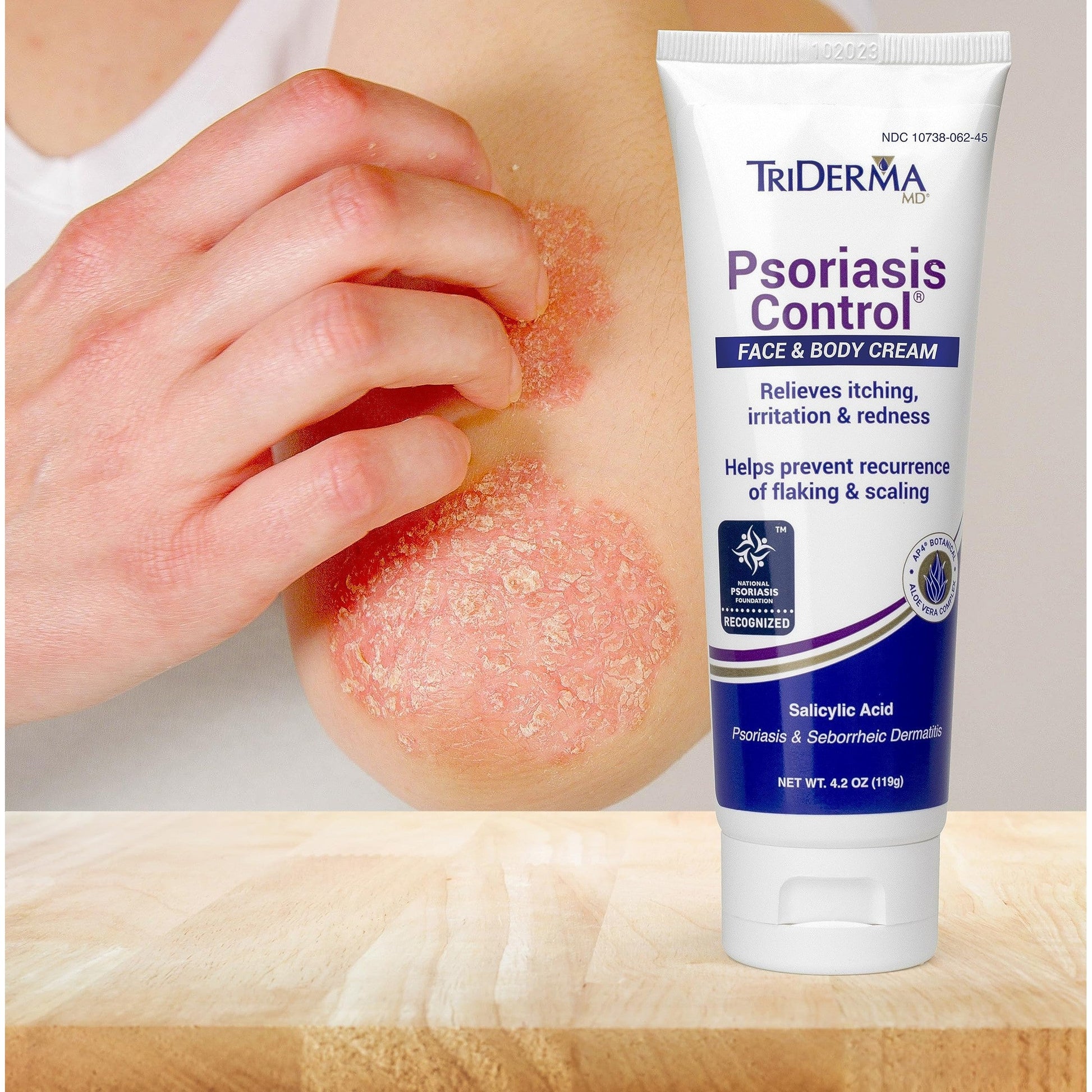 TriDerma Psoriasis Control Face & Body Cream - Maximum Strength 3% Salicylic Acid, AP4 Aloe Vera Gel, Urea Cream - Extra Moisturizing Treatment, No Cortisone or Coal Tar - FSA Eligible - 4.2 oz, 4Pack - Medaid International