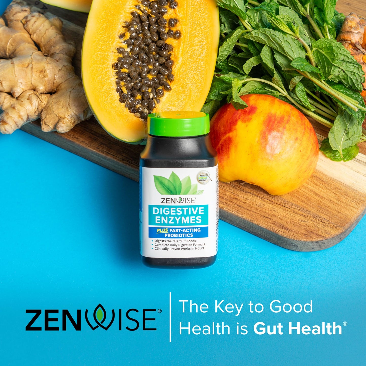 Zenwise Health Digestive Enzymes for Gut Health & Bloating Relief - Multi Enzymes Digestion Supplement with Probiotics, Bromelain & Papaya for Digestive Health Support - Men & Women - 100 Count - Medaid International