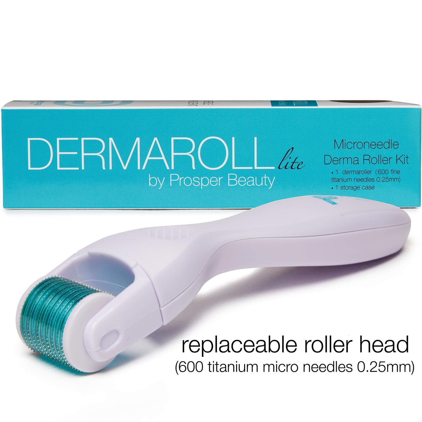 Derma Roller Microneedle Kit [DERMAROLL LITE 0.25mm by Prosper Beauty] Face Roller with Replaceable Head Exfoliation Microdermabrasion Micro Derma Skin Care Tool Dermaplaning Microneedling - Medaid International