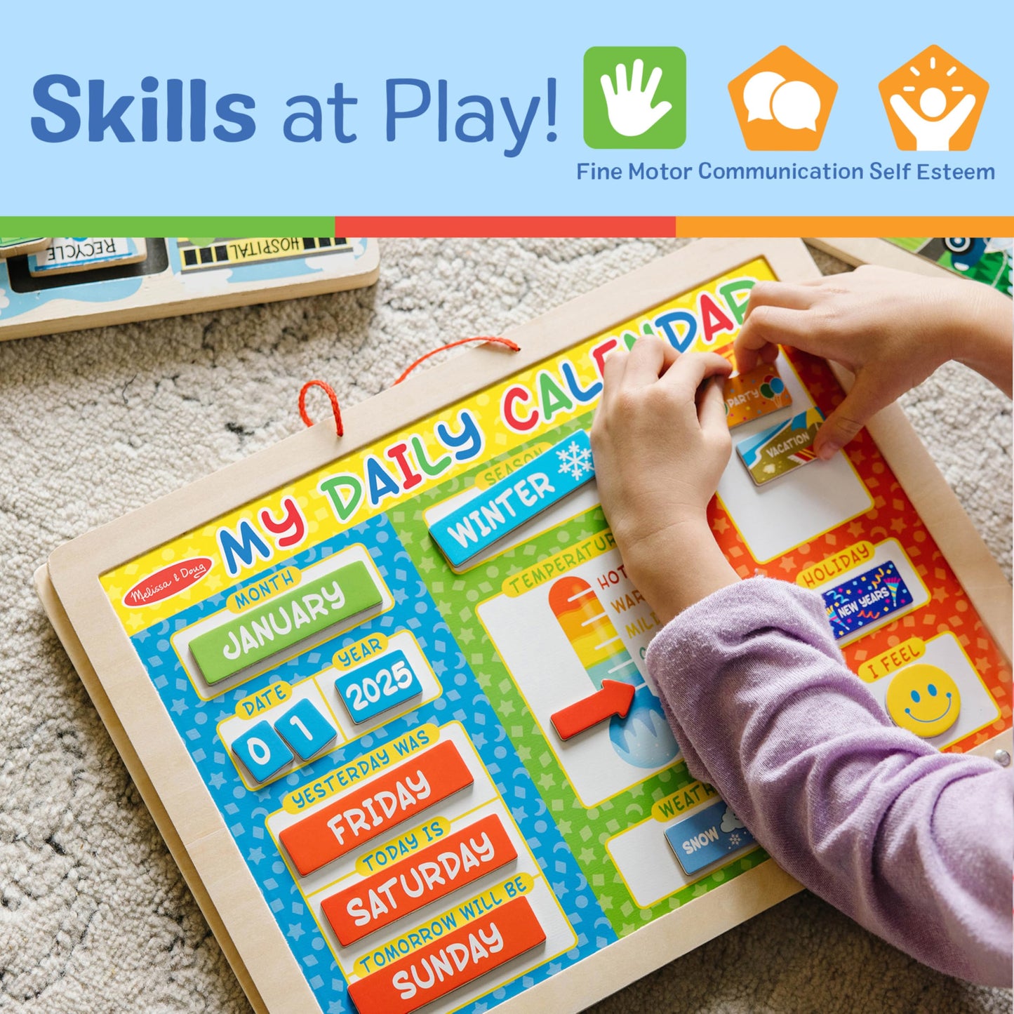 Melissa & Doug My First Daily Magnetic Calendar, Classroom Calendar for Kids Activities with Weather & Seasons, Preschool Toys for Girls & Boys Ages 4+ - Medaid International