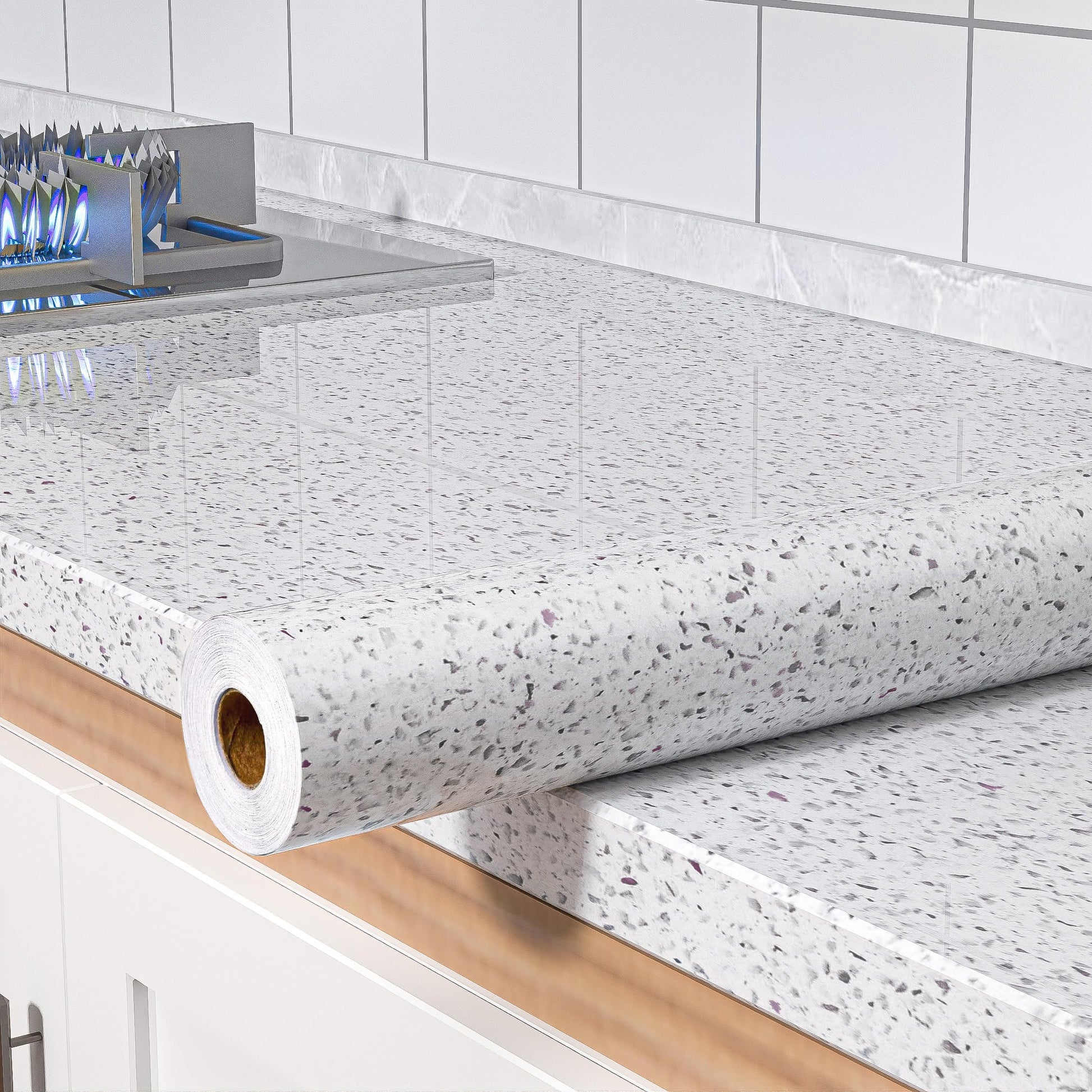 MelunMer White Glossy Marble Contact Paper for Countertops 118”×15.7” Self Adhesive Removable Wallpaper Granite Peel and Stick Wallpaper for Bathroom/Kitchen/Cabinets Waterproof Easy to Clean - Medaid International