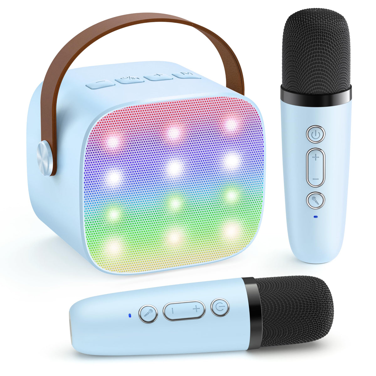 Karaoke Machine for Kids, Portable Bluetooth Speaker with 2 Wireless Microphones,18 Pre-Loaded Songs, Birthday for 3 4 5 6 7 8 + Year Old Boys Toys - MULTICOLOR