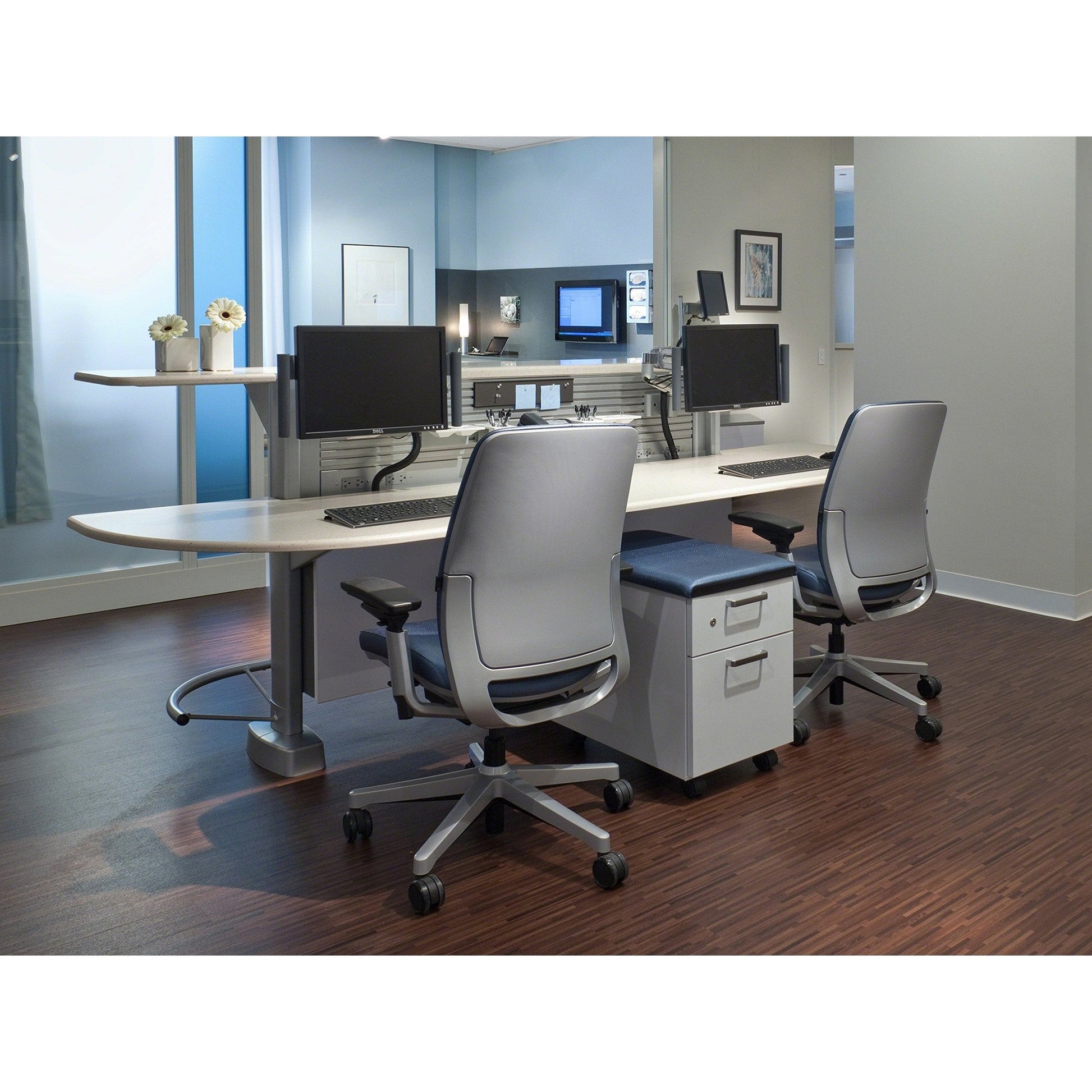Steelcase Amia Task Chair: Black 3D Knit Back - Black Frame/Base - 4D Adjustable Arms - Standard Carpet Casters - Medaid International