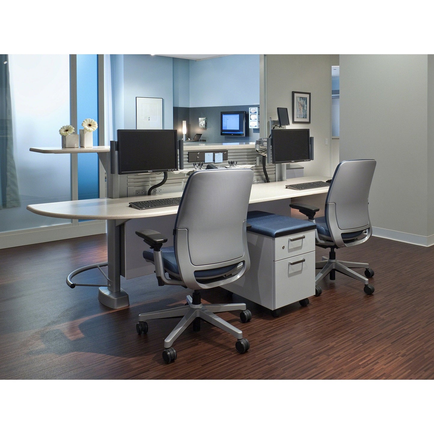 Steelcase Amia Ergonomic Office Chair with Adjustable Back Tension and Arms | Flexible Lumbar with Sliding Seat | Black Frame and Buzz2 Eggplant Fabric - Medaid International