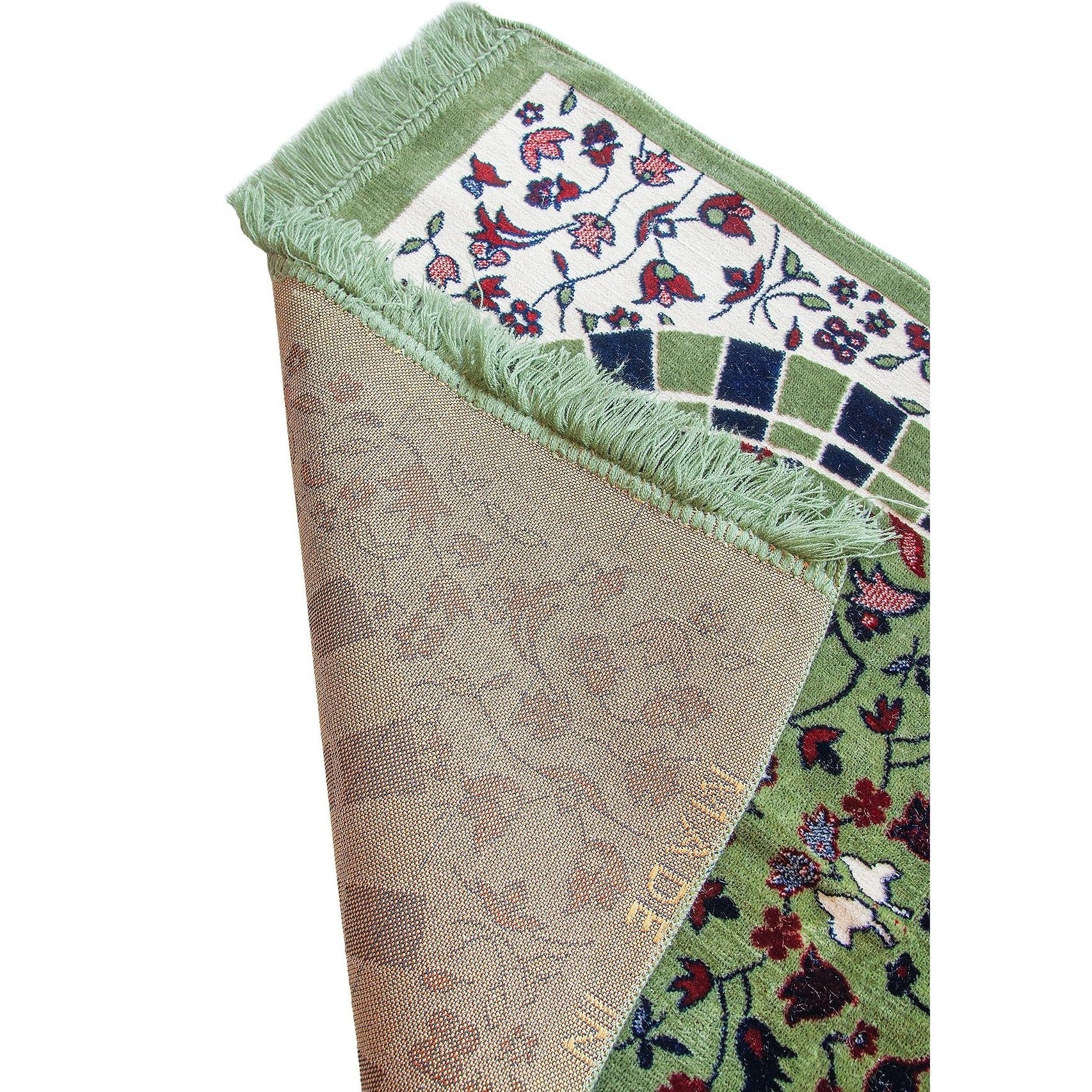 ihvan online, Velvet Muslim Prayer Rug, Thick Janamaz, Sajadah, Soft Islamic Prayer Rug, Islamic Gifts Prayer Carpet Mat, Elegant Design, Rawdah Green - Medaid International