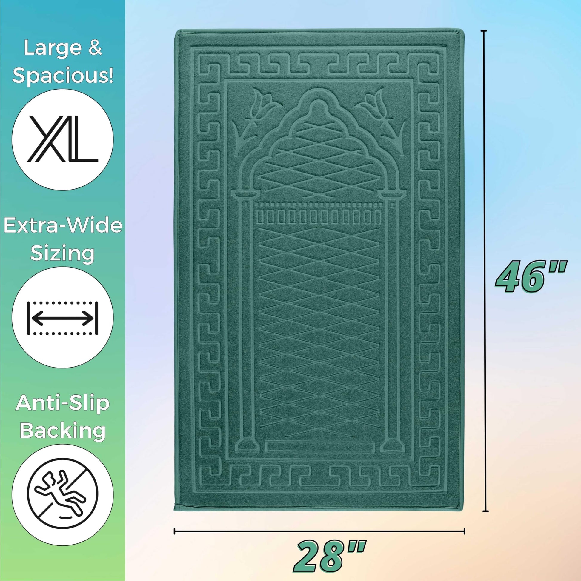 Sacred Artisans Prayer Mat | Padded Muslim Prayer Rug with Thick Foam, Soft Velvet, Gift for Ramadan (Paradise Green) - Medaid International