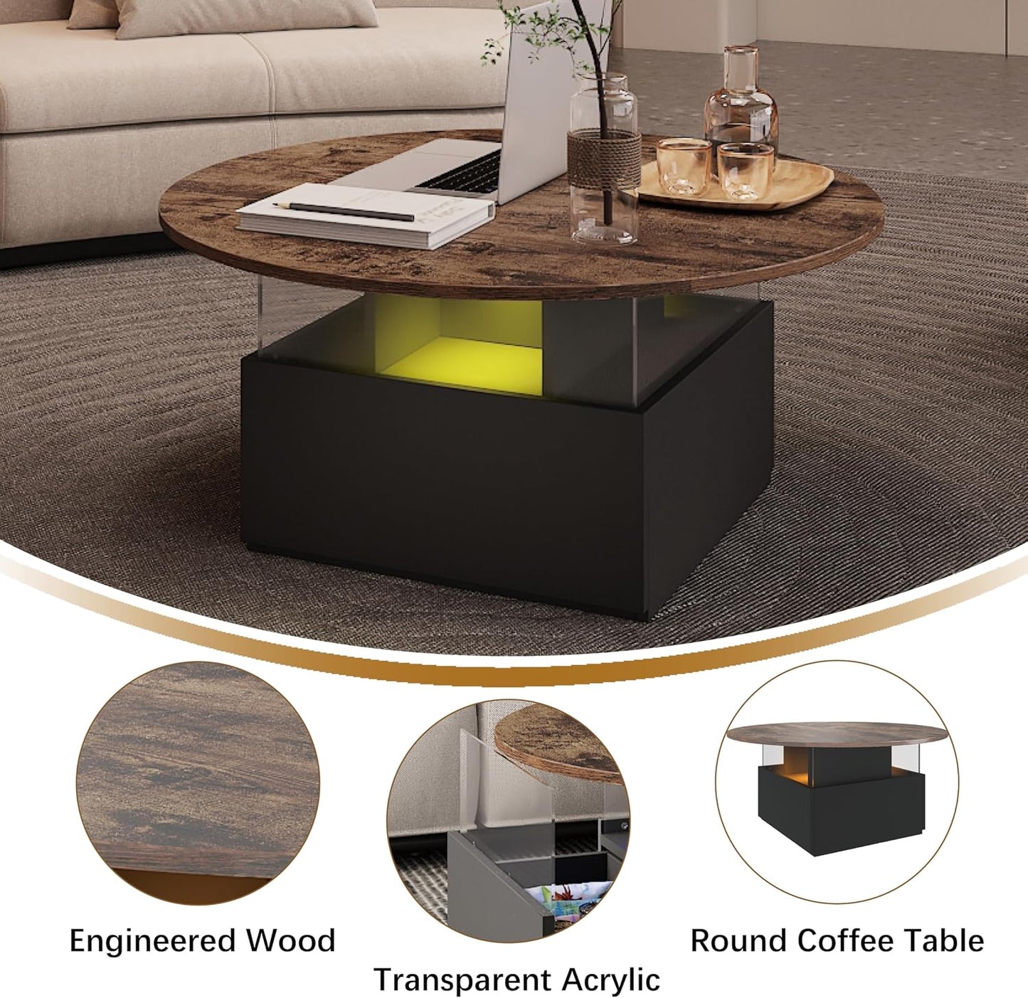 LED Modern Living Room Table with Storage