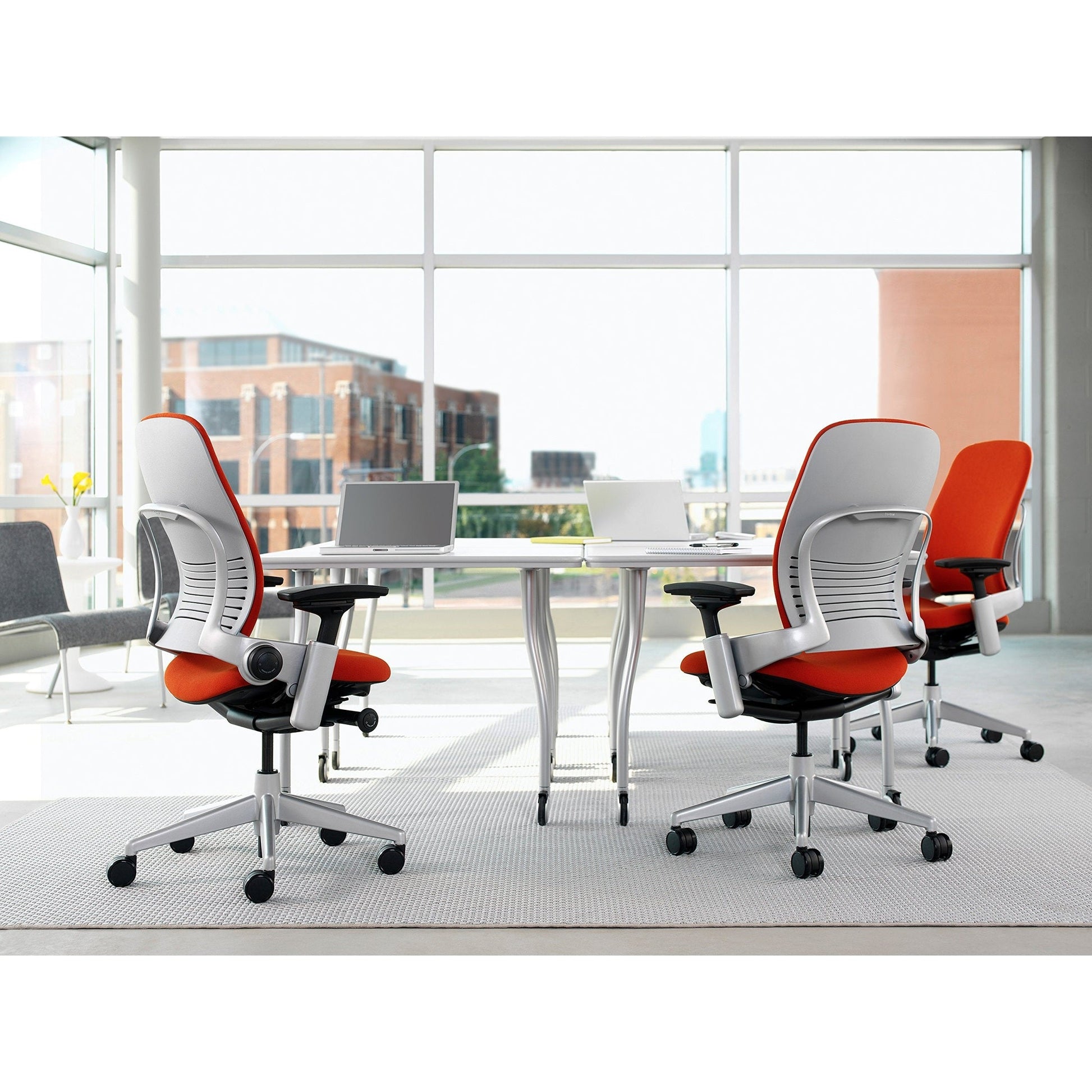 Steelcase Leap Task Chair: Black Base - 4D Adjustable Arms - No Headrest - 7" Cylinder Seat Height - Medaid International