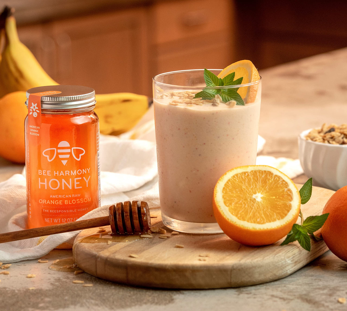 Bee Harmony American Raw Orange Blossom Honey, 12 Ounce - Medaid International