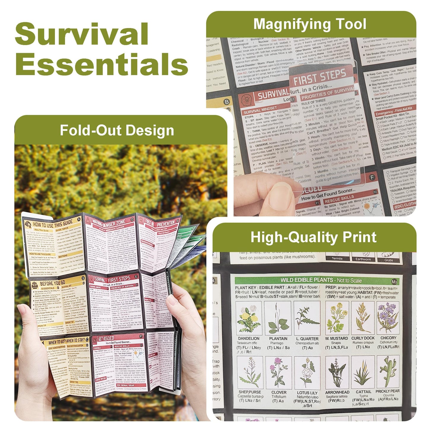 Tiny Pocket Survival Guide EDC Survival Kits Military Grade for Field Emergency, First Aid, Disaster, and Rural Urban Preparedness