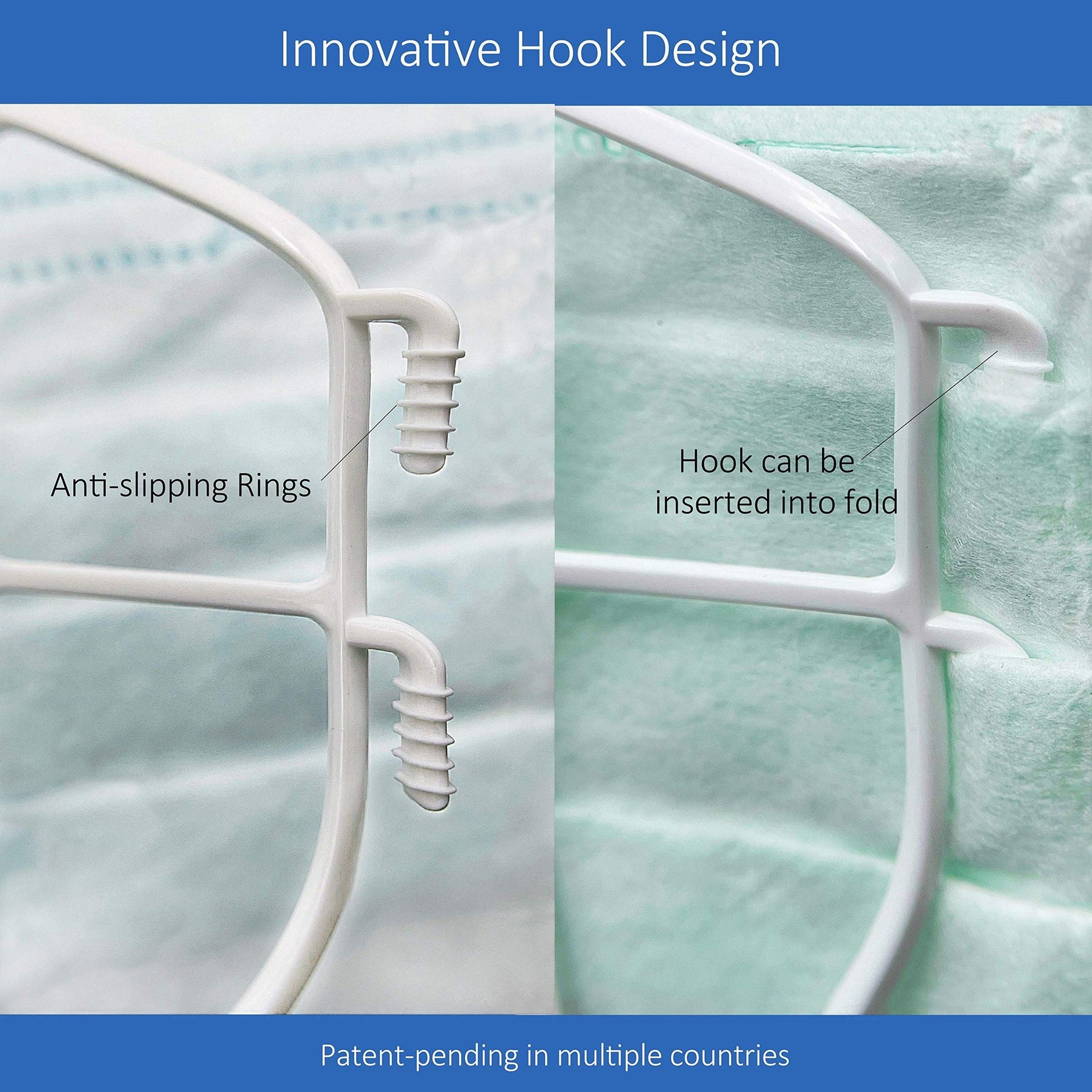3D Face Mask Bracket, upgrade hook design, inner support frame, more space for comfortable breathing, made of food-grade plastic, 5 Pack. - Medaid International