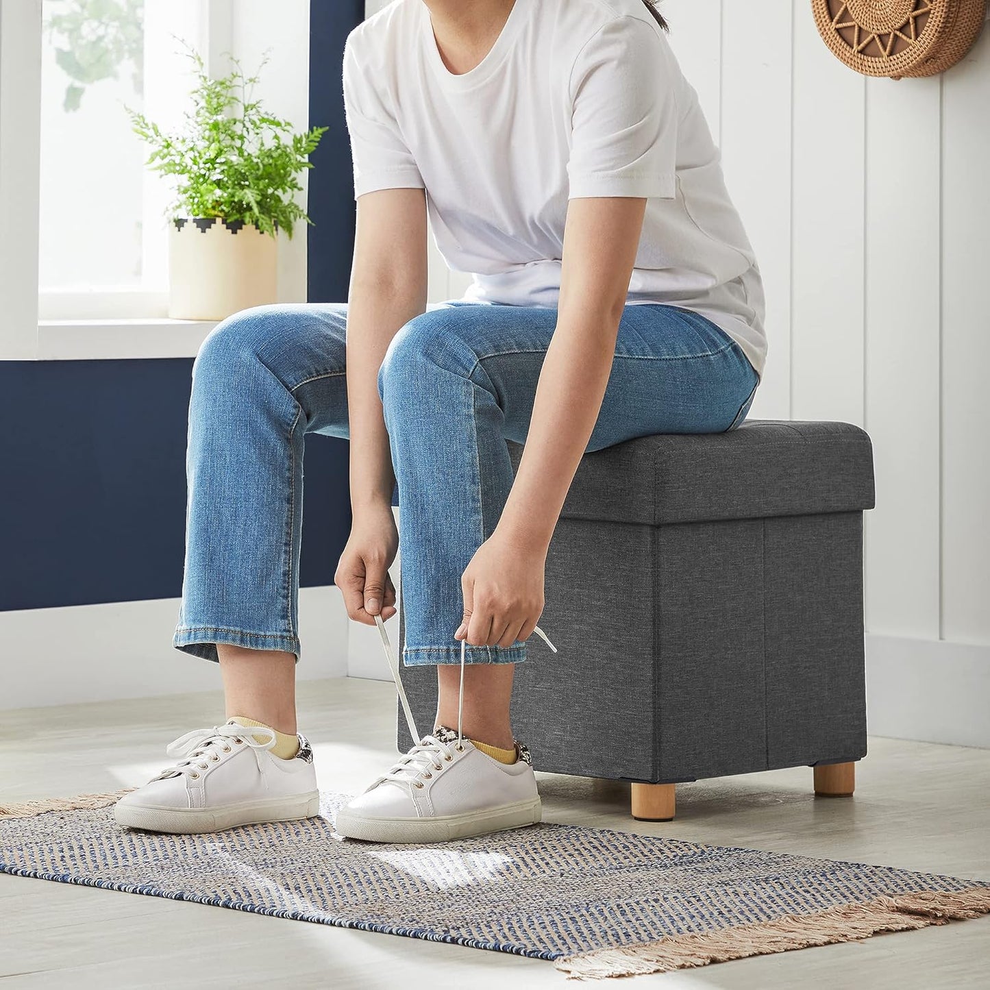 SONGMICS Bedroom Bench with Storage LSF14GYZ