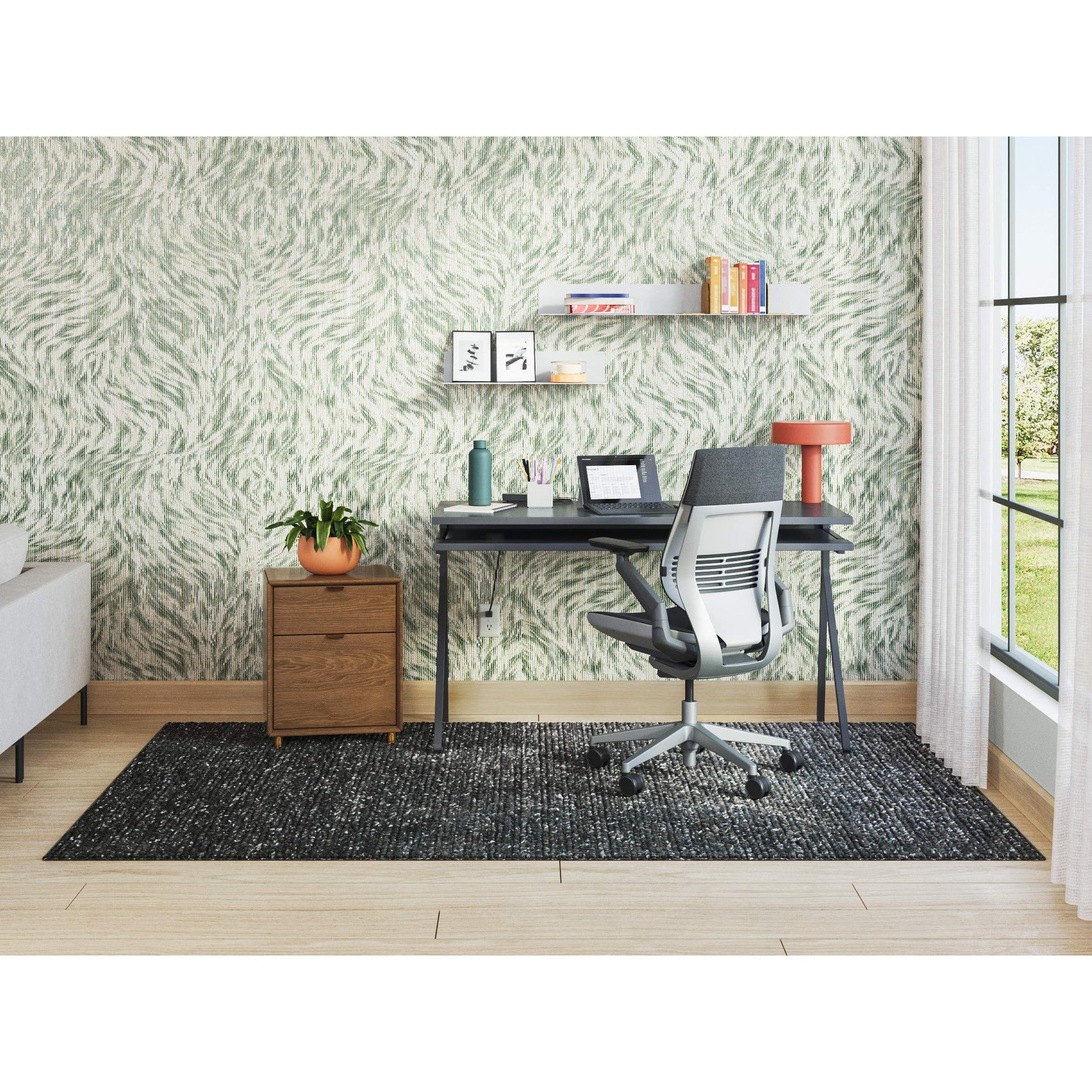 Steelcase Gesture Office Chair - Ergonomic Work Chair with Wheels for Carpet - Comfortable - Intuitive-to-Adjust for Desk - 360-Degree Arms - Licorice Fabric, Dark Frame - Medaid International