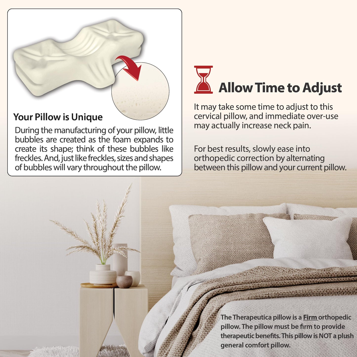 Therapeutica Cervical Orthopedic Foam Pillow – Back and Side Sleeping, Firm - Large - Medaid International