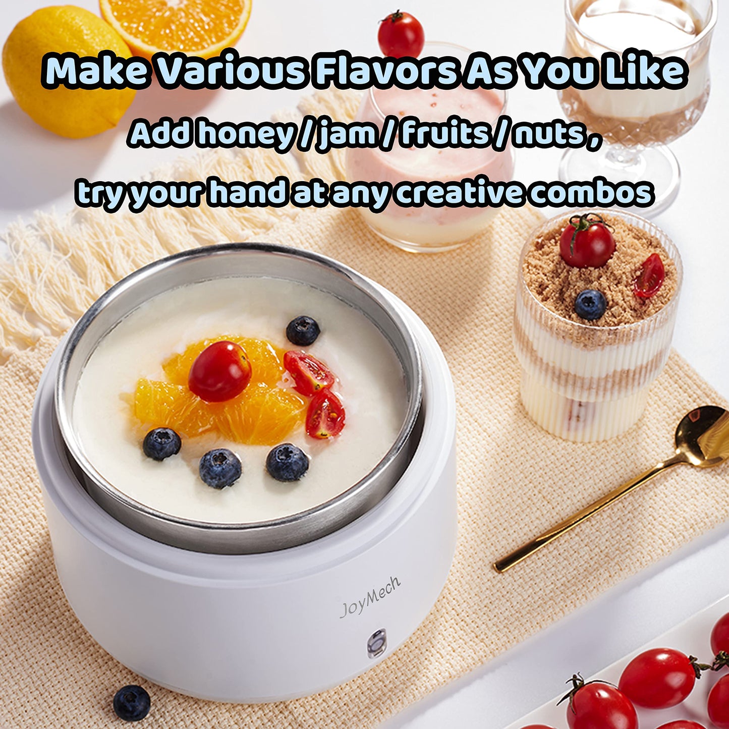 JoyMech Yogurt Maker, Compact Greek Yogurt Maker Machine with Constant Temperature Control, Stainless Steel Container, 1 Quart for Home Organic Yogurt - Medaid International