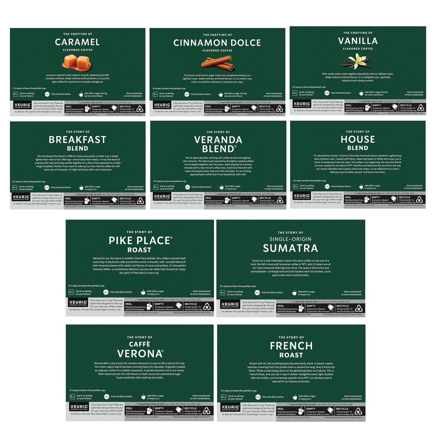 Starbucks K-Cup Coffee Pods, Starbucks Blonde, Medium, Dark Roast and Flavored Hot or Iced Coffee, Variety Pack, 40 Keurig Pods
