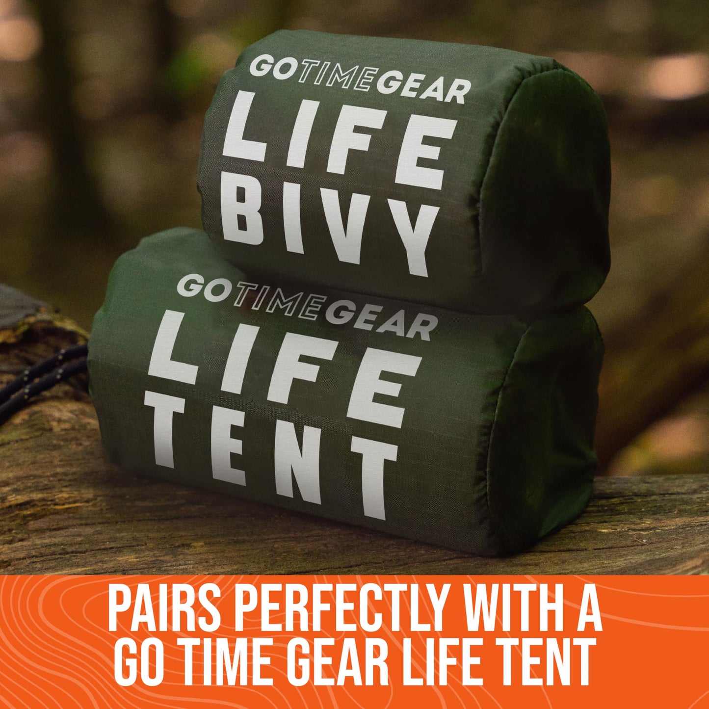 Go Time Gear Life Bivy Sleeping Bag - Reflective Thermal Blanket for Survival Gear - Waterproof Emergency Shelter for Camping Gear - Ultra Compact Bivy for Backpacking & Go Bag - Pack of 2, Orange