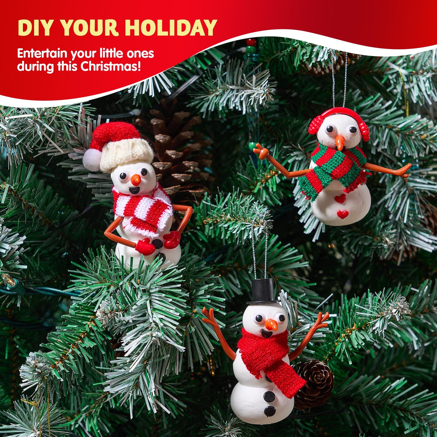 JOYIN Christmas Build a Snowman Craft Kit, 3 Pack Modeling Clay DIY Make a Snowman Kit for Christmas Arts and Craft Activities, Xmas Gift Stocking Stuffers for Kids, School Funny Toy Party Favor - Medaid International