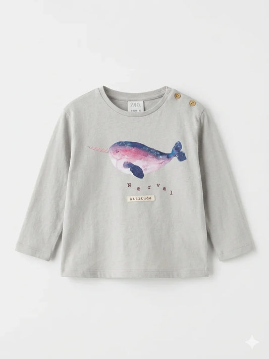 Zara Girl's Light Grey Printed Blouse | Zara In Lebanon