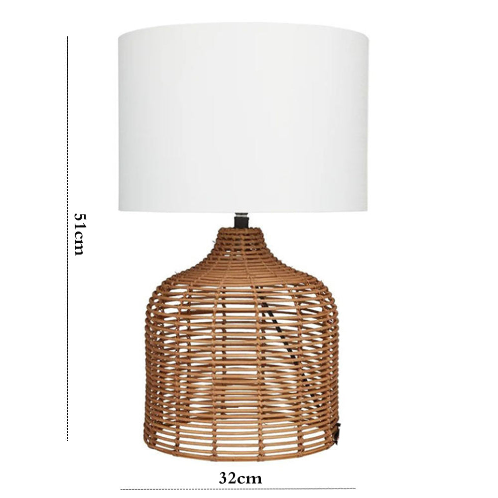 Danny Home Wooden Beige Rattan Table Lamp 52-cm