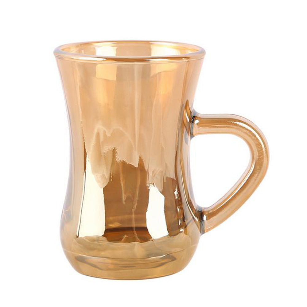 6 PCS Gold Turkish Tea Glasses Set