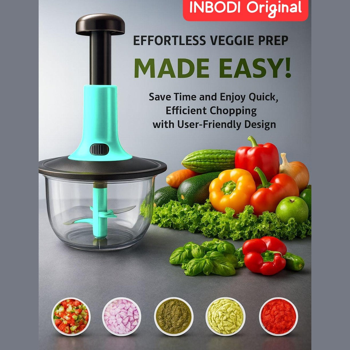 Manual Press Vegetable Aluminum Chopper