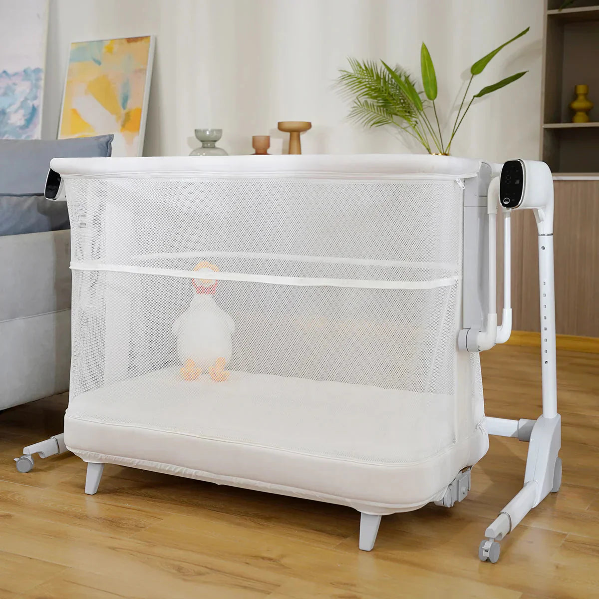 Miila - Nova Smart Snoothing Bassinet - 2in1 Baby Bassinet & Playpen - White