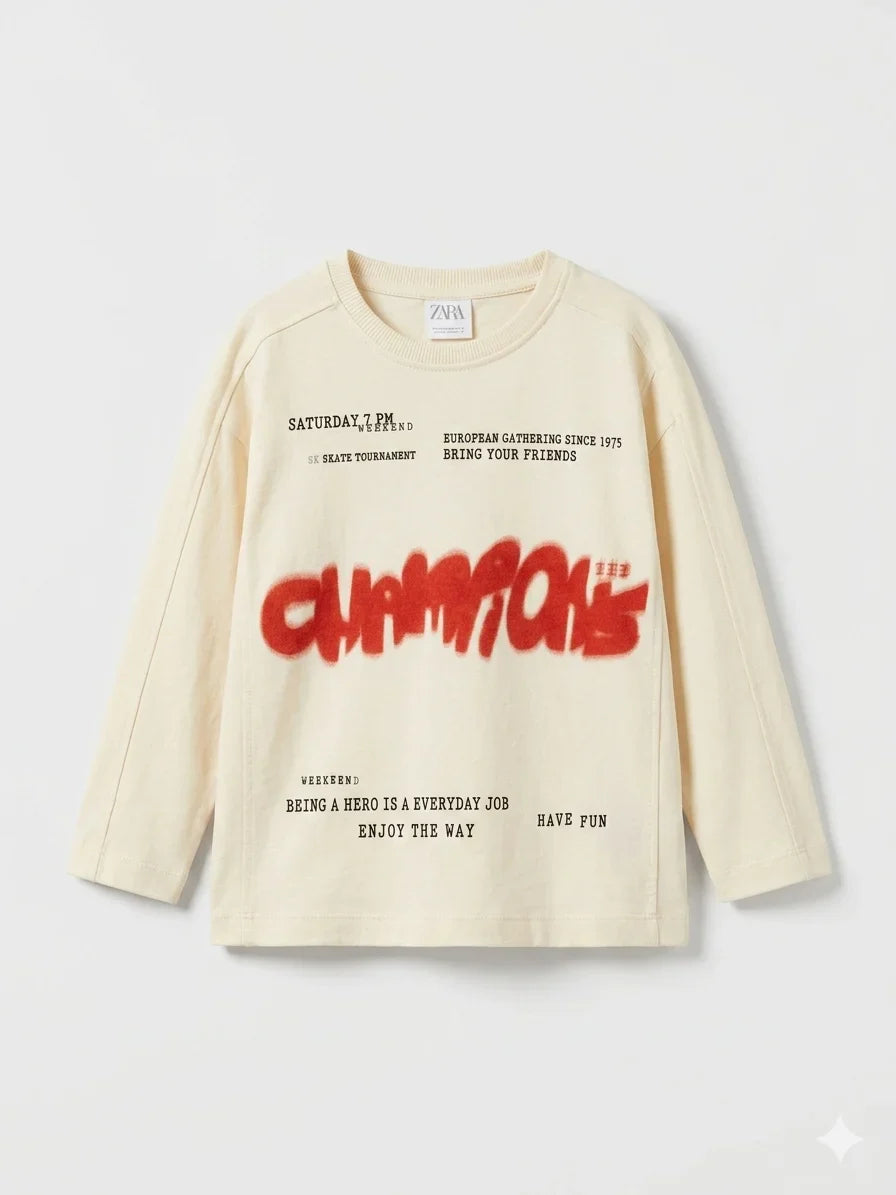 Zara Boy's Off White Printed Blouse | Zara In Lebanon
