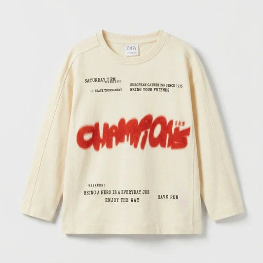 Zara Boy's Off White Printed Blouse | Zara In Lebanon