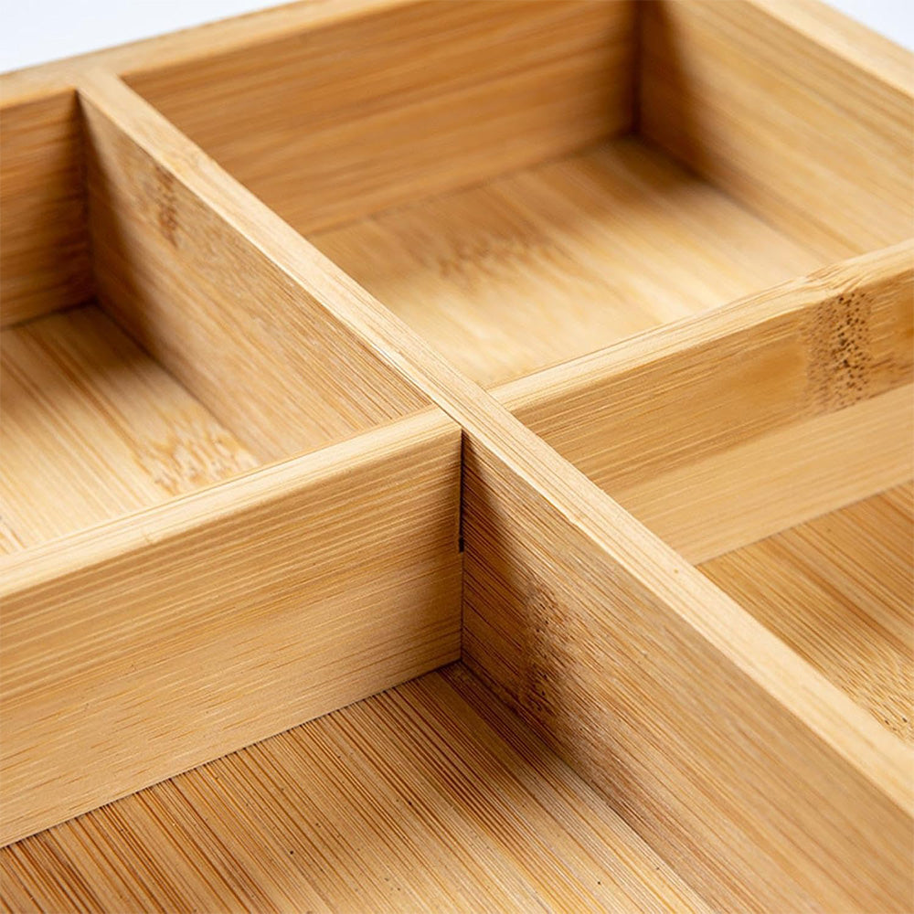 Bamboo Nuts Tray with Protective Lid – 4 Compartments