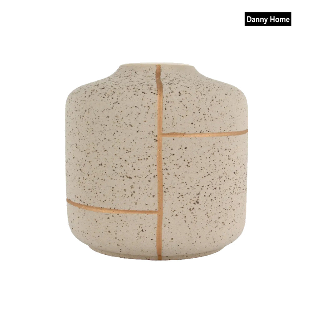 Danny Home Decorative ceramic vase 18cm – Beige and Gold