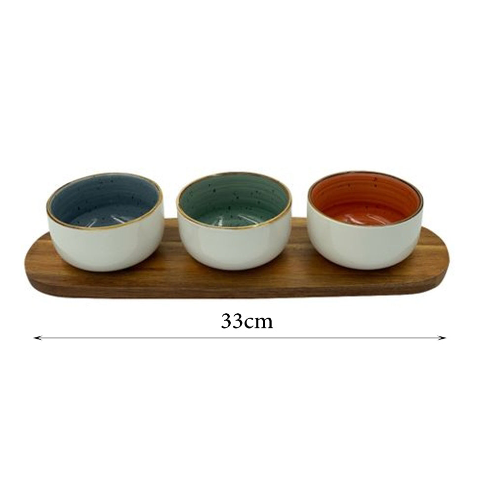 Danny Home Acacia Wood Board With Sauce Bowls