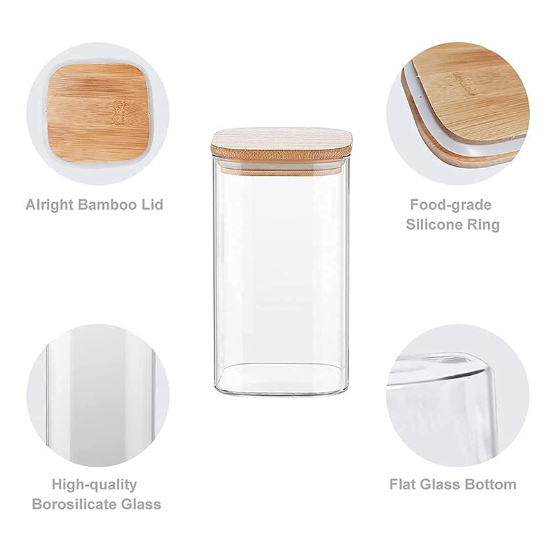3x320ml DELI Glass Food Storage Jar with Wooden Lid