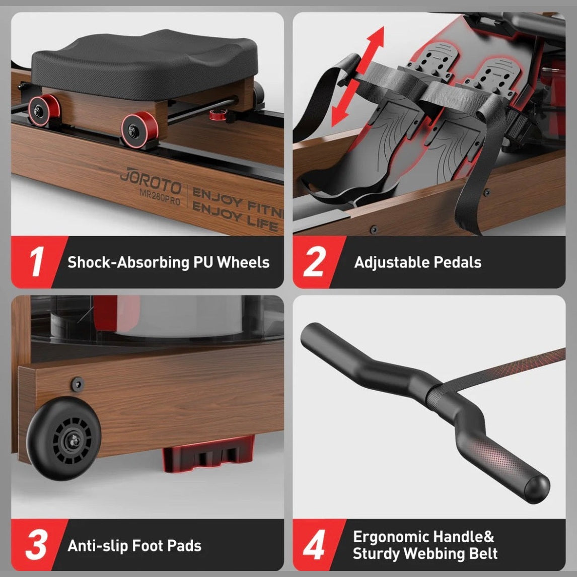 Solid Oak Water Resistance Rowing Machine