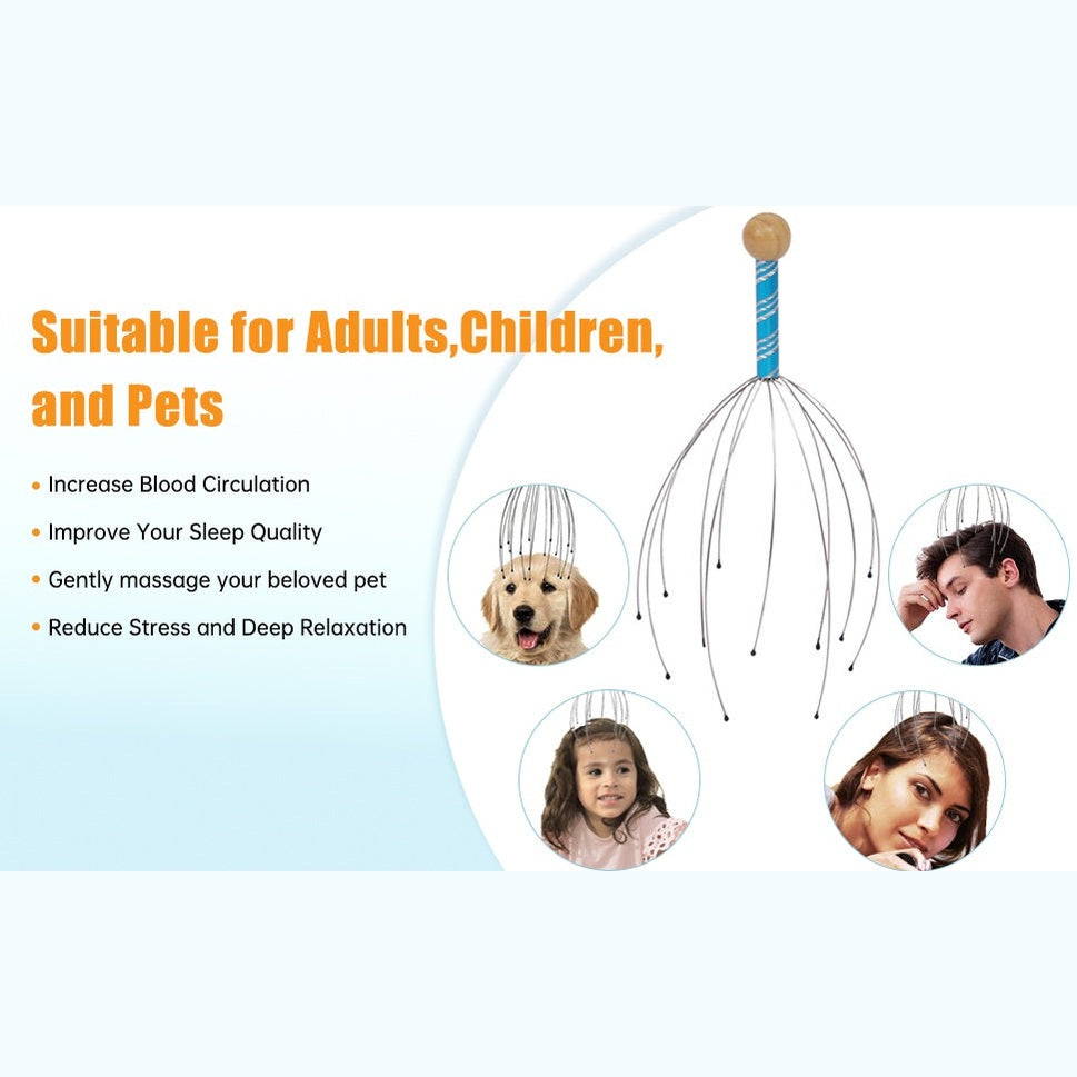 Octopus Head Scalp Relaxation Massage Pain Relief Body Massager Stress Release Relaxing Claw Metal Massager Device Unisex