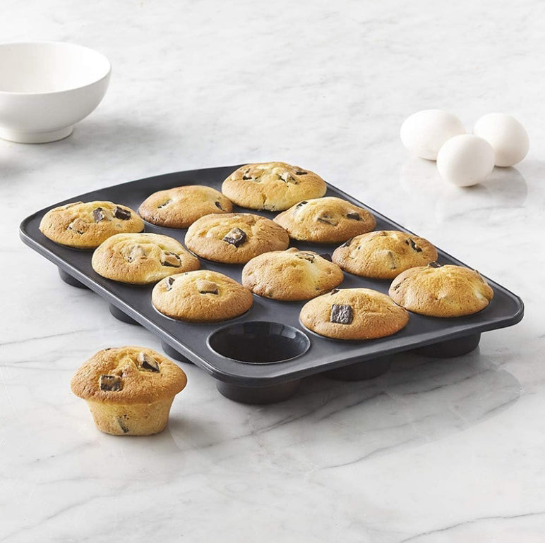 Danny Home High Quality Silicone Muffin Baking Pan & Cupcake Tray 12 Cup 39.8cmx26.5cmx3.5cm