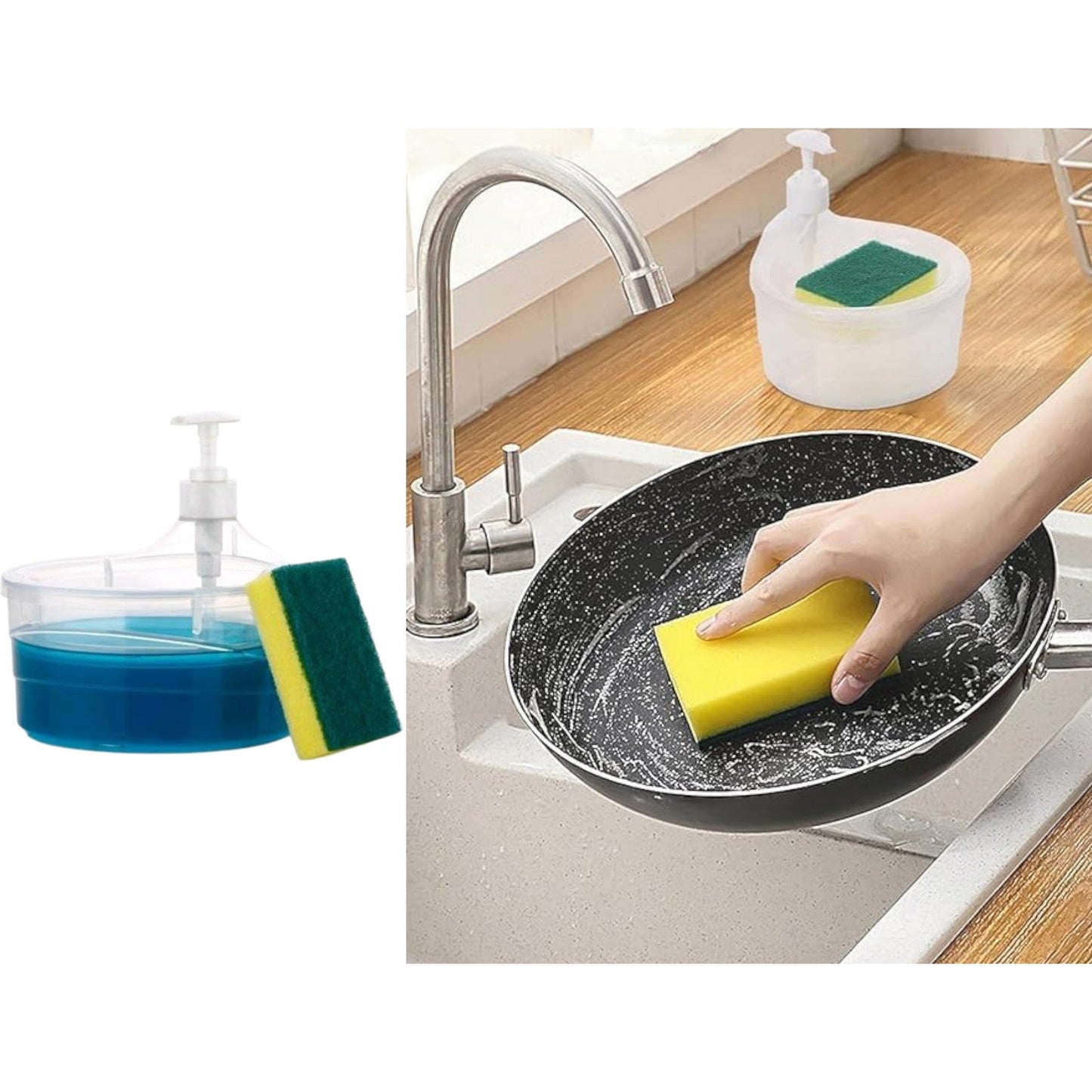 Round Soap Pump and Sponge Bowl 2 in 1