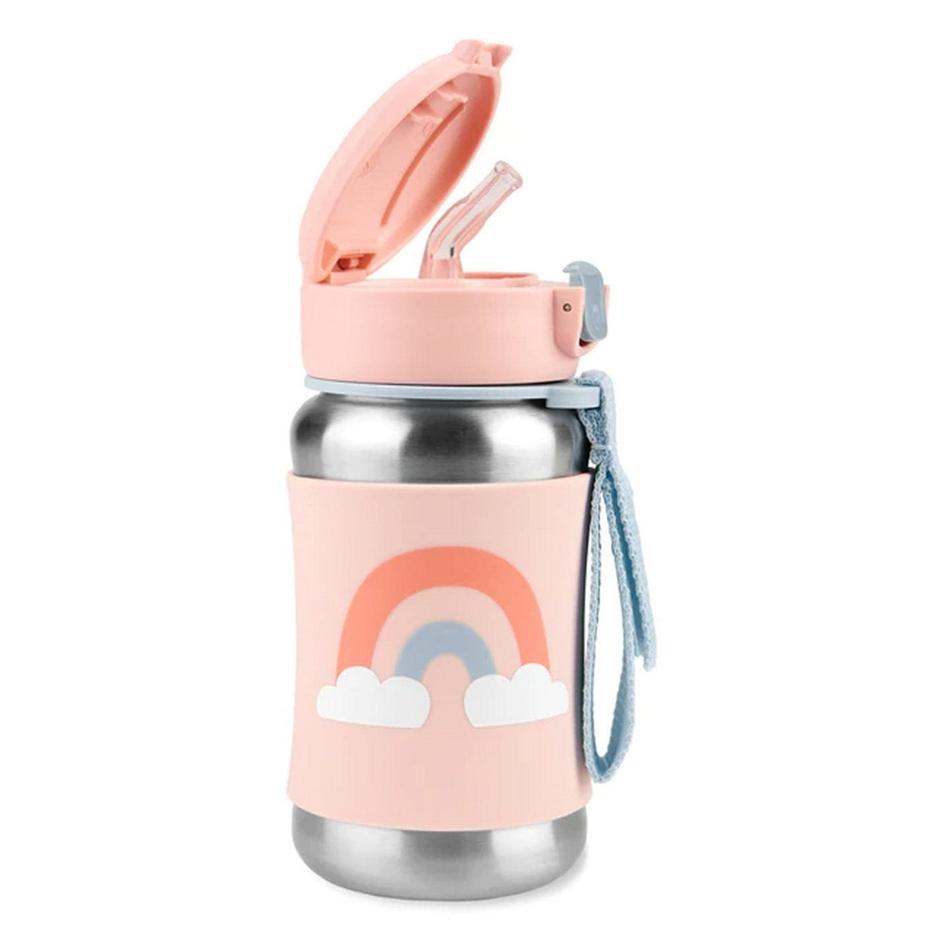 Stainless Steel Straw Bottle, Rainbow Design