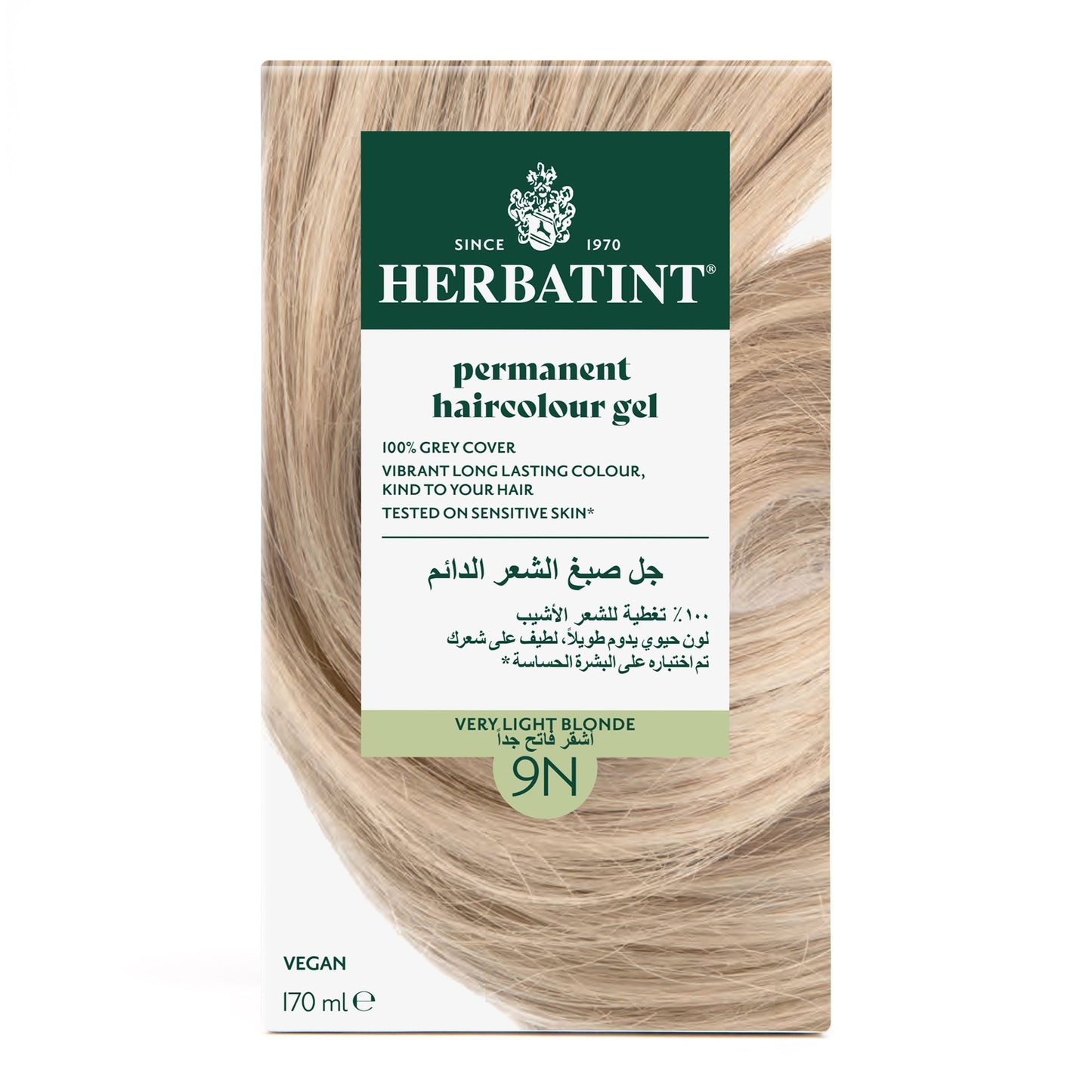 Herbatint, Permanent Haircolor Gel, 9N, Honey Blonde 170ML