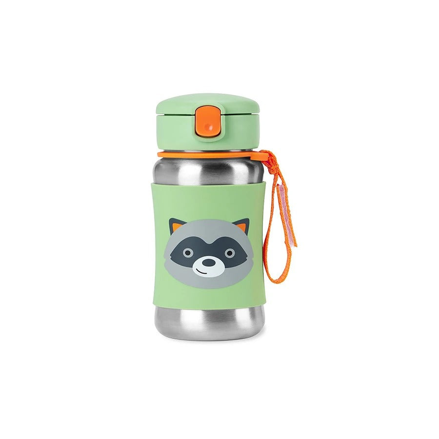 Zoo Stainless Steel Straw Bottle, Raccoon