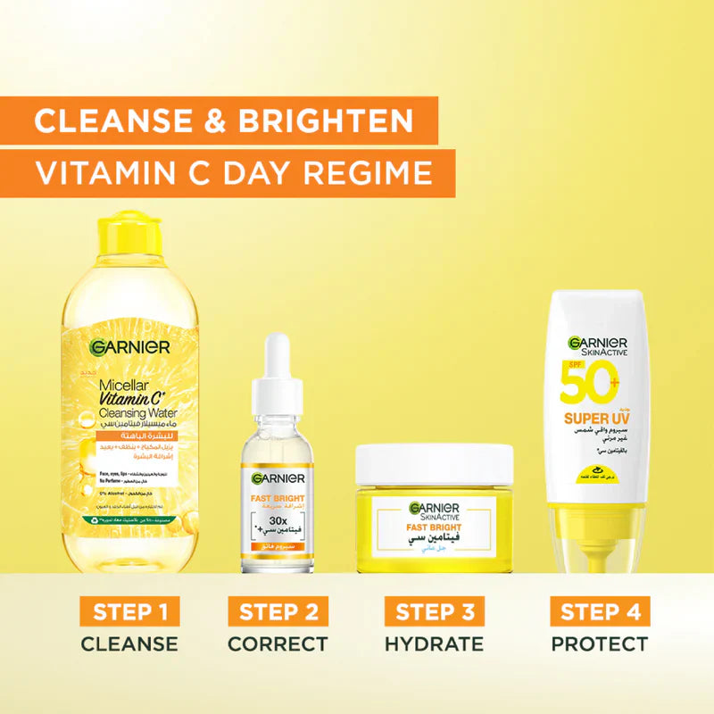 Garnier Skin Active Fast Bright Vitamin C Water Gel Moisturizer 48 Hours Hydration, Anti Dark Spots 30ml