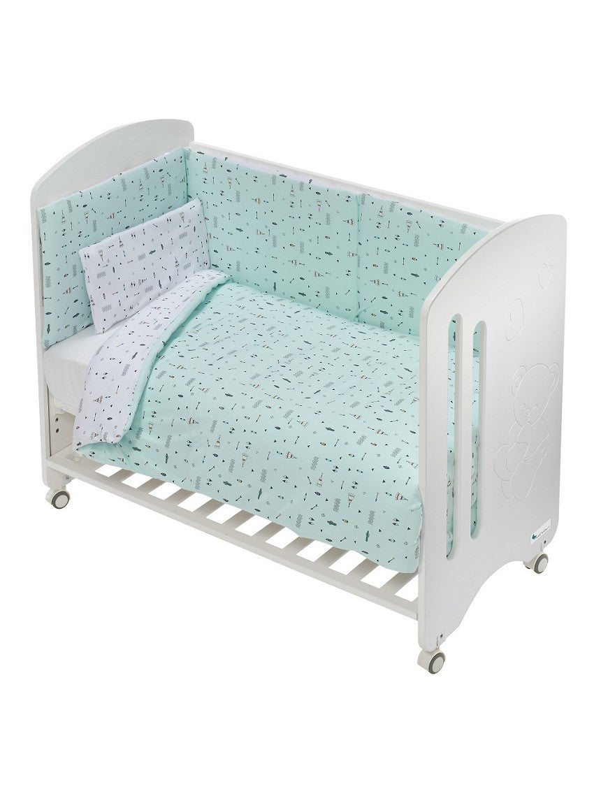 Interbaby duvet cover Tipi 140 cm cotton mint green 3-piece