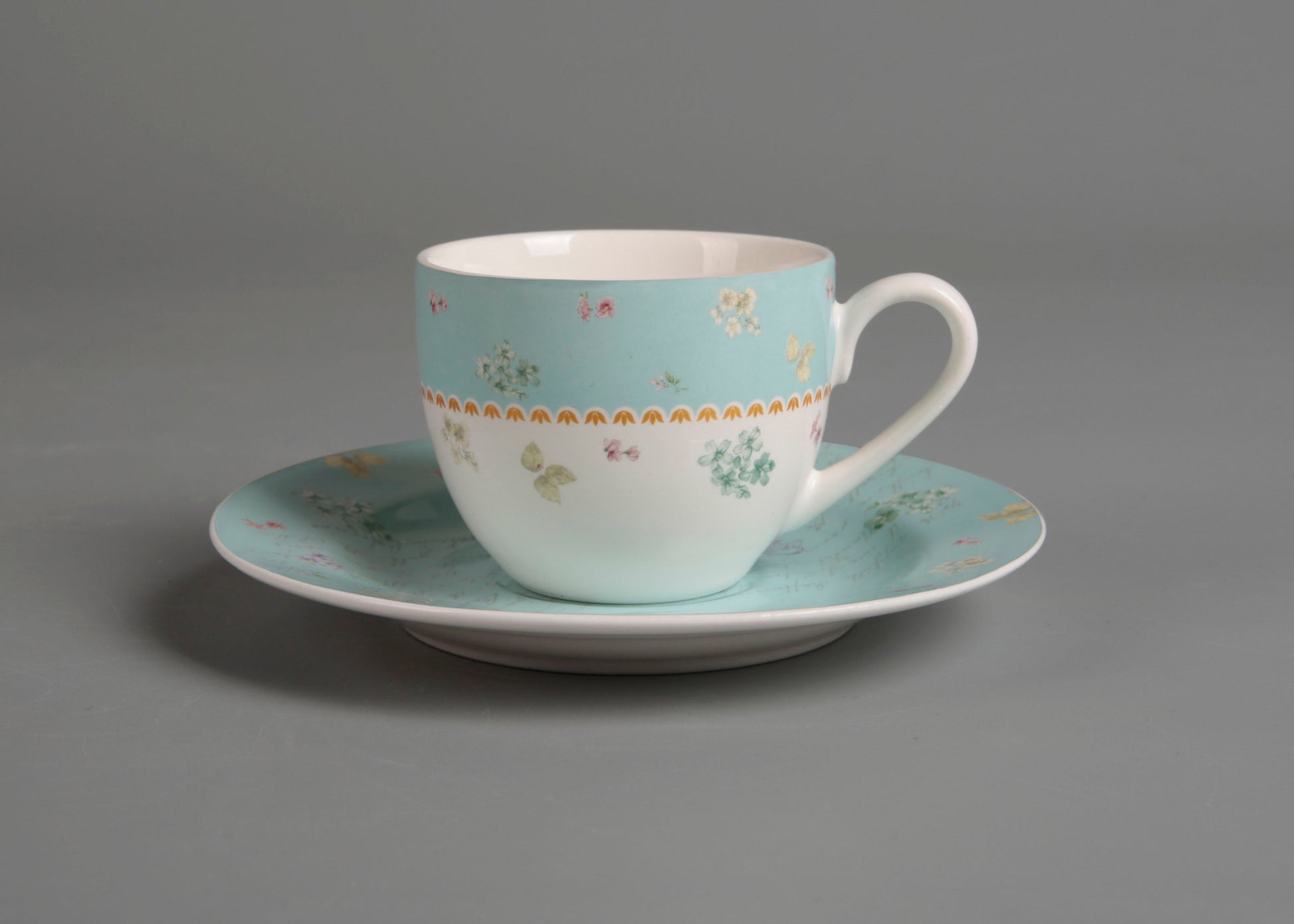 Symphony sky blue décor coffee cup/saucer 6pcs - 10cl
